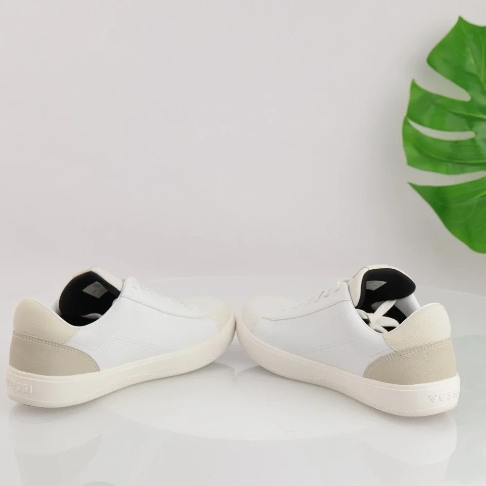 Vessi Womens Soho Sneaker Size 8 Waterproof White Tan Vegan Leather Lace Up Shoe